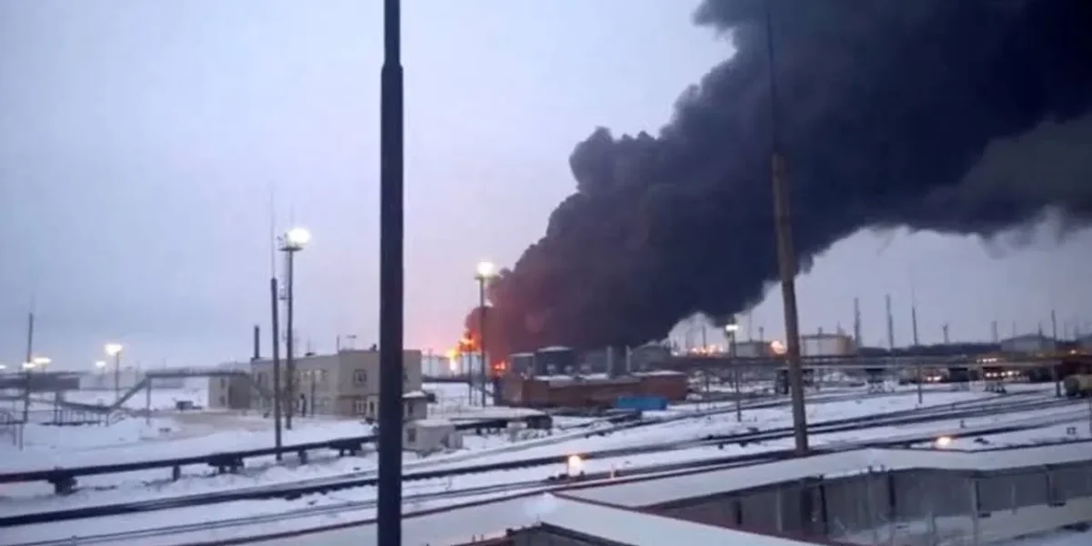 Russian oil refinery remains ablaze for third straight day after hit by Ukrainian drones