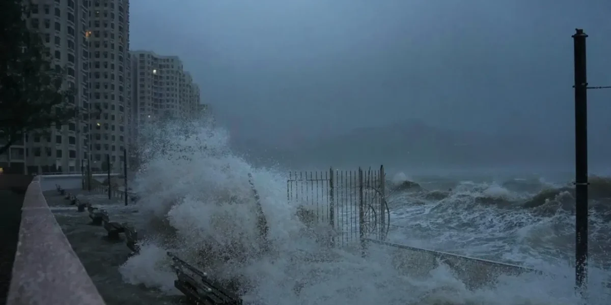Glass Shattered, Lobby Flooded as Typhoon Ragasa Batters Hong Kong Waterfront