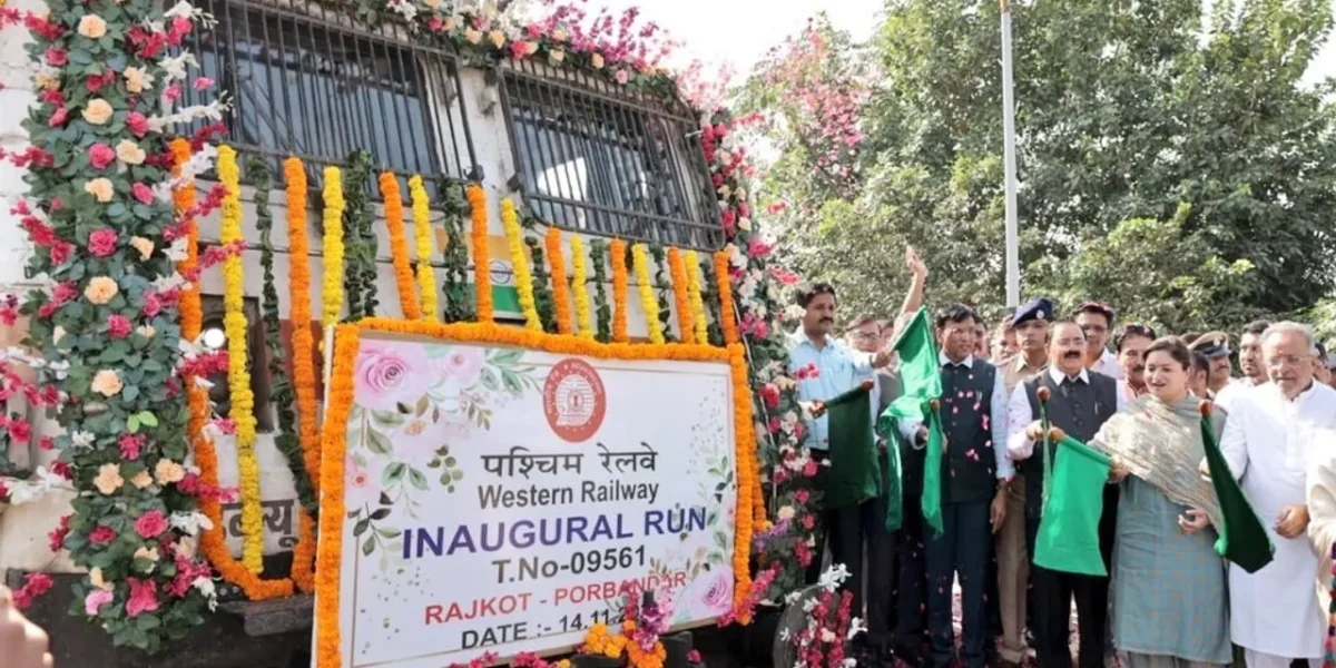 Union Minister Mansukh Mandaviya Flages off two-special trains in Gujarat