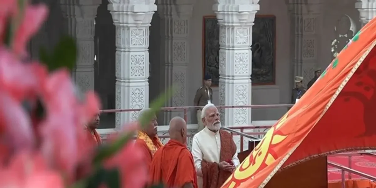 PM Modi hoists Dharm Dhwaja Atop Shri Ram Janmabhoomi Mandir in Ayodhya