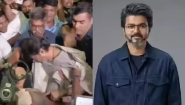 Thalapathy Vijay falls at Chennai airport amid massive crowd chaos post Jana Nayagan event in Malaysia