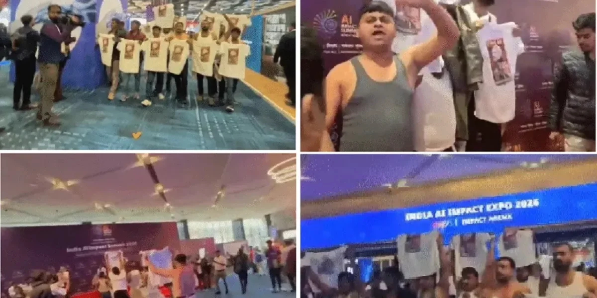 Youth Congress Protest at AI Summit, 4 Detained Over Anti-Modi Slogans