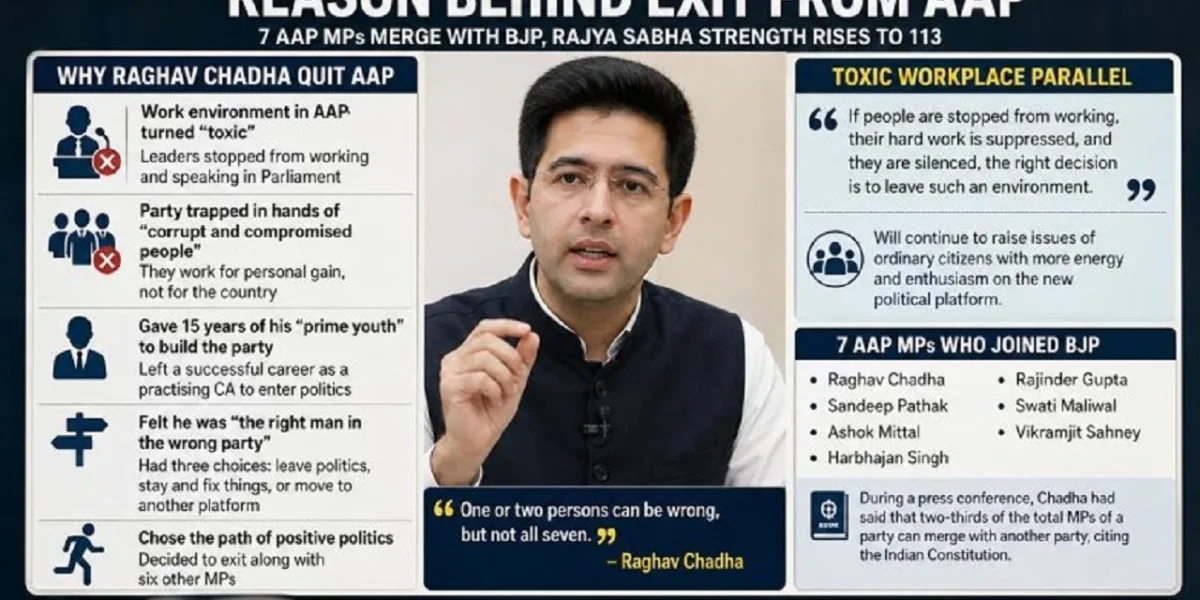 Raghav Chadha Quits AAP, Calls Party ‘Toxic’; 7 MPs Join BJP in Major Political Shake-Up