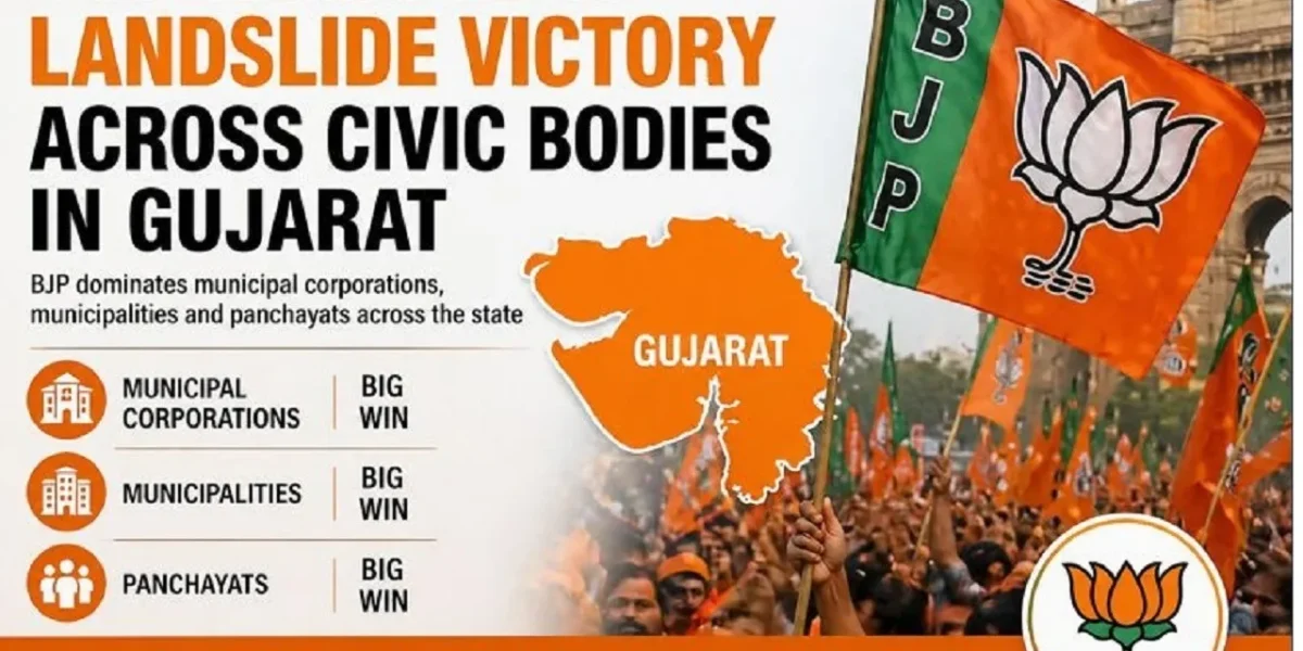 Saffron Surge: Bharatiya Janata Party Dominates Across Gujarat Civic Bodies, Opposition Wiped Out in Landslide Verdict