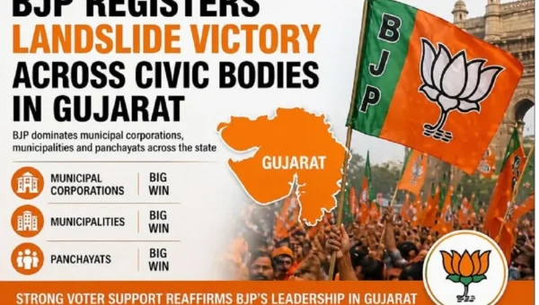 Saffron Surge: Bharatiya Janata Party Dominates Across Gujarat Civic Bodies, Opposition Wiped Out in Landslide Verdict