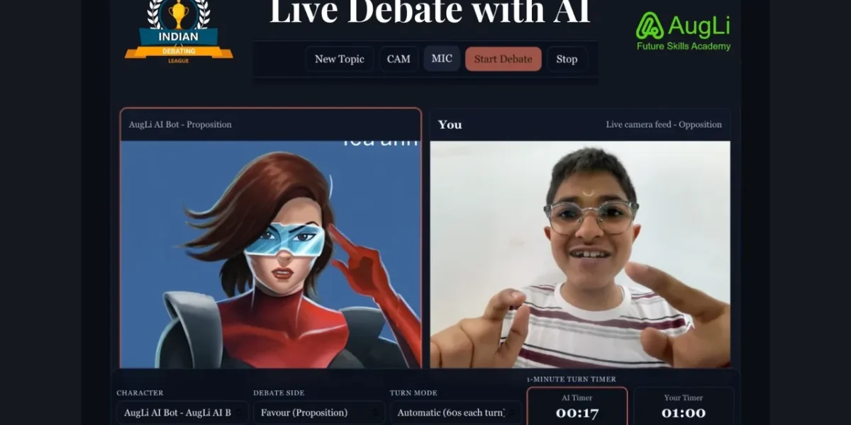 India’s First Student AI Debater ‘AugLi.AI’ Showcased at IIT Delhi by Indian Debating League