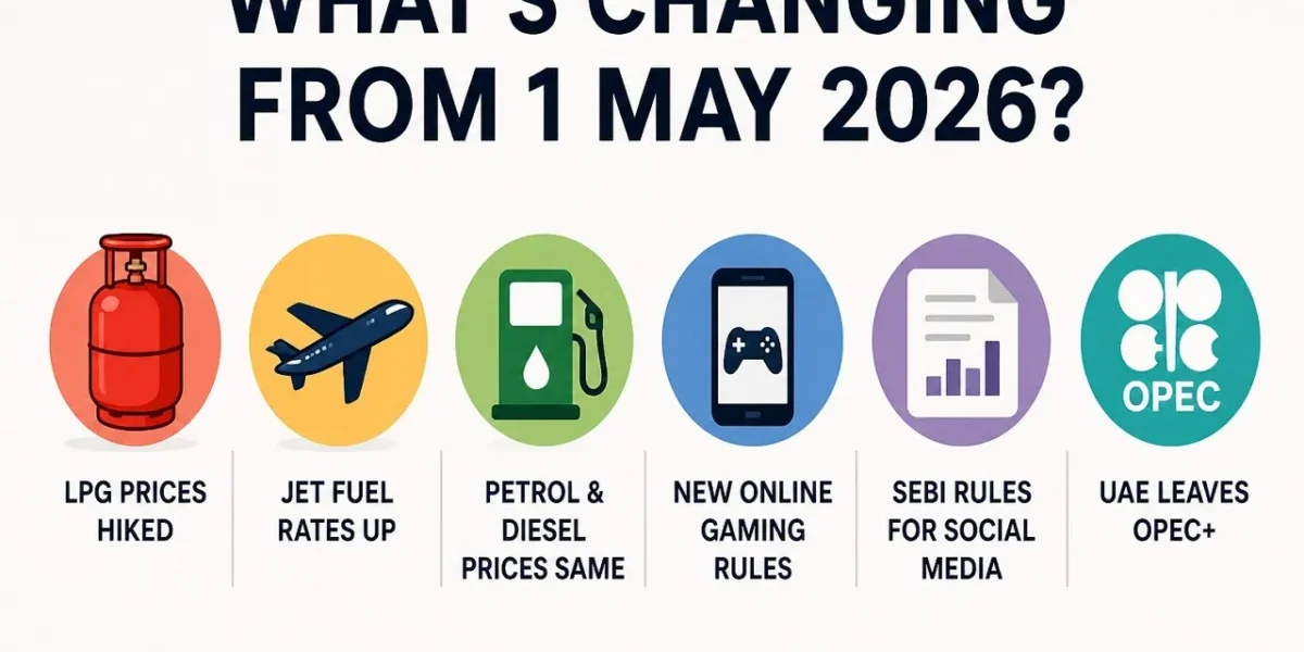 Government Announces Major Financial Changes from May 1: Commercial LPG Prices Surge, New Gaming Rules Introduced