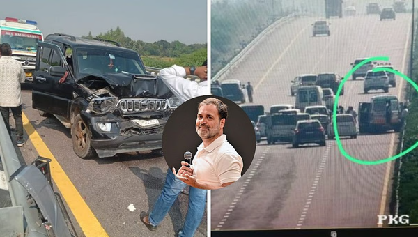 Rahul Gandhi’s Convoy Meets With Accident on Purvanchal Expressway, Congress Leader Safe